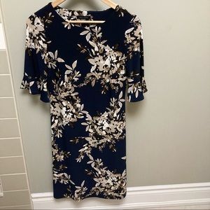 Navy Floral Dress - Size 2